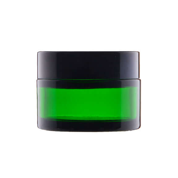 30 Ml  Grøn Glas Creme Bøtte Med Sort Låg