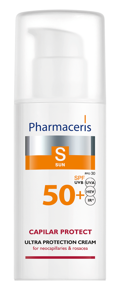 Pharmaceris S Solbeskyttende Ansigtscreme Til Vedvarende Rødme Og Karsprængninger  Spf 50  50ml