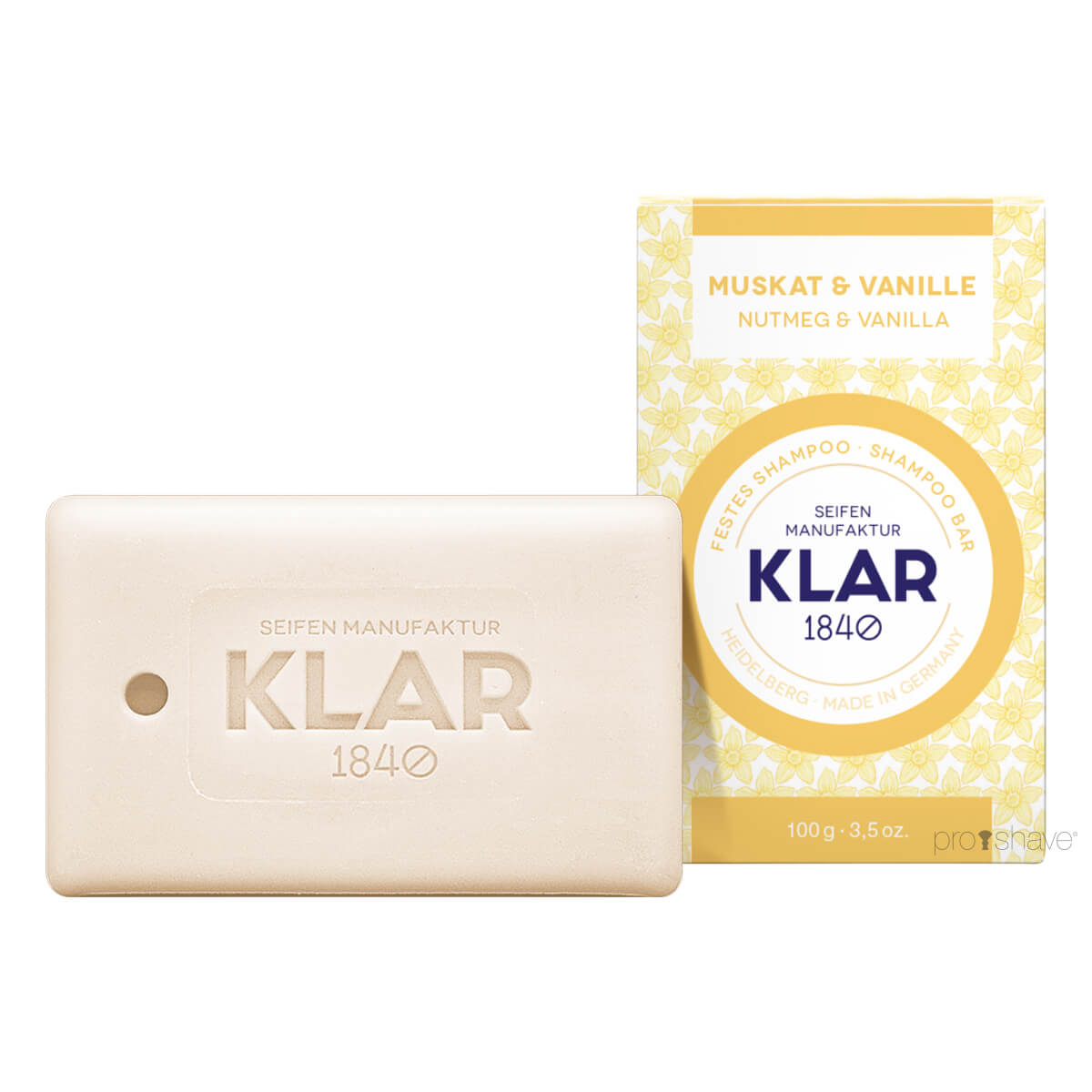 Klar Seifen Shampoo Bar  Muskatnød   Vanilje  100 Gr