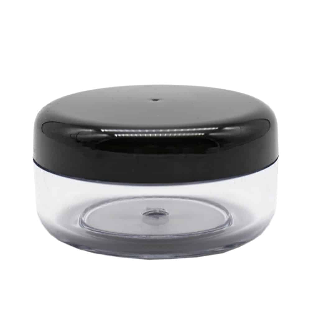 Plast Bøtte 15 Ml Rund Gennemsigtig Ps Plast  Sort Låg  Diameter 38 8 Mm  Højde 22 Mm   Hedenhus   Til Creme  Salve