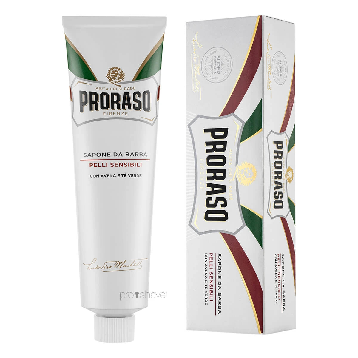 Proraso Barbercreme Sensitive Grøn Te Havre 150 Ml
