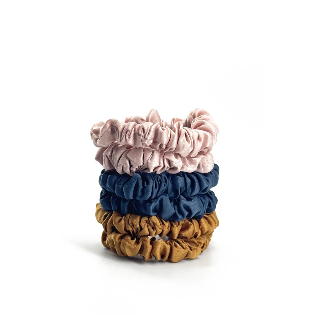 6 Pak Soft Satin Scrunchies Small   Inka