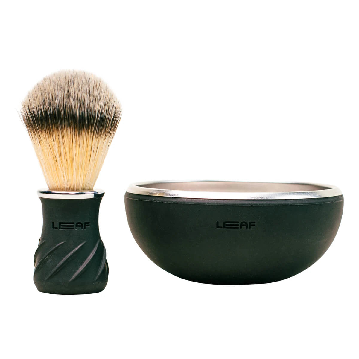 Leaf Shave Sæt Med Barberkost Barberskål Sort