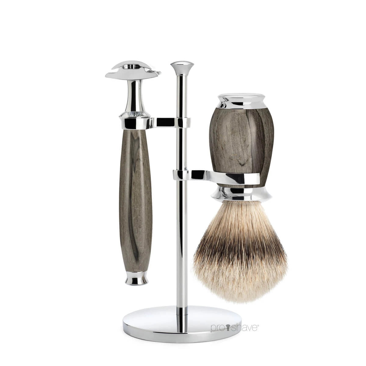 M? Hle Shaving Barbersæt Med De Skraber Barberkost Og Holder Purist Grained Beech