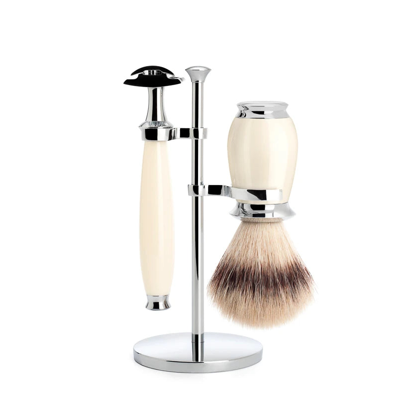 M? Hle Shaving Barbersæt Med De Skraber Fibre Barberkost Og Holder Purist Hvid Kunstharpiks
