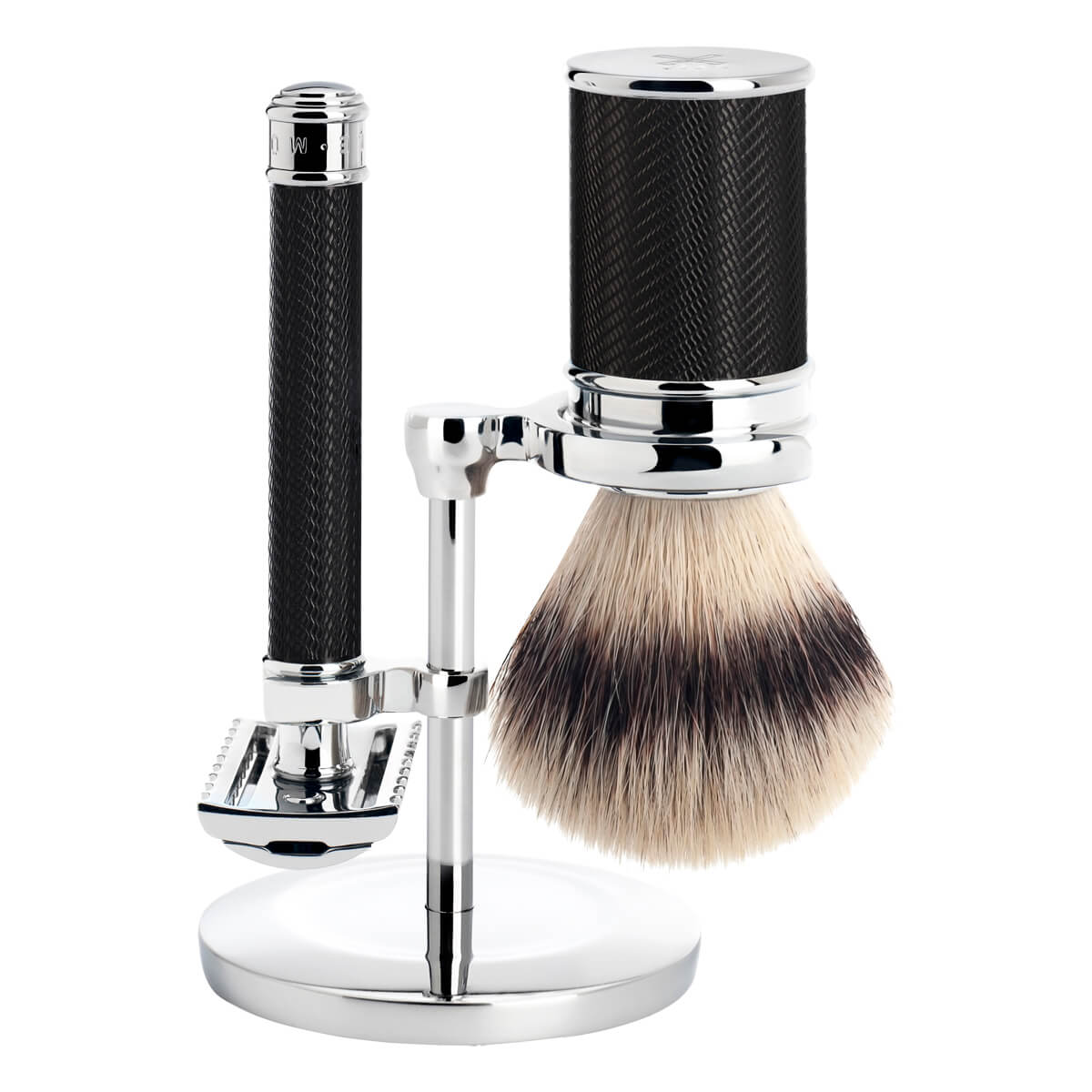 M? Hle Shaving Barbersæt Med De Skraber åben Kam Silvertip Fibre? Barberkost Og Holder Traditional Black