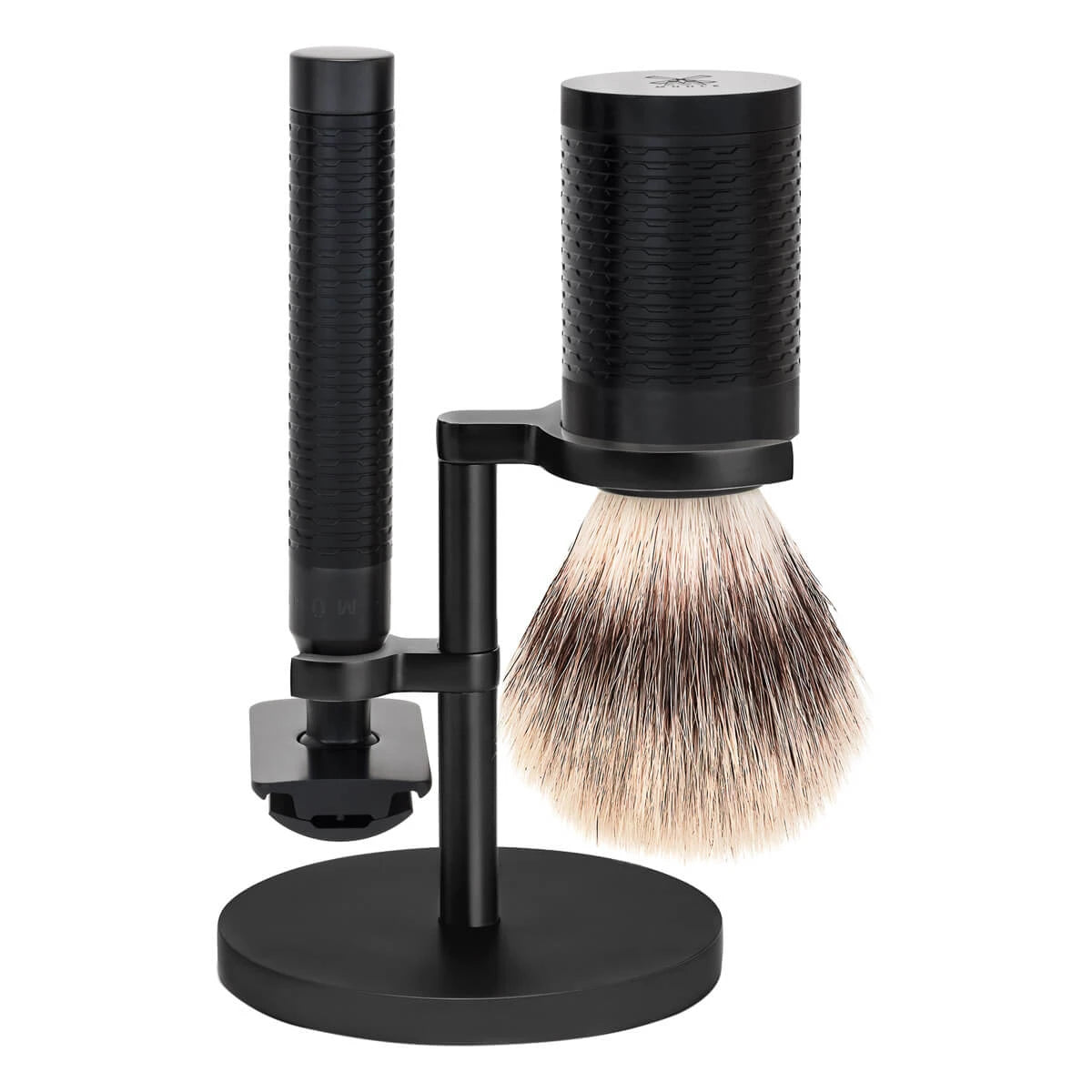 M? Hle Shaving Barbersæt Med De Skraber Fibre Barberkost Og Holder Rocca Sort Rustfrit Stål