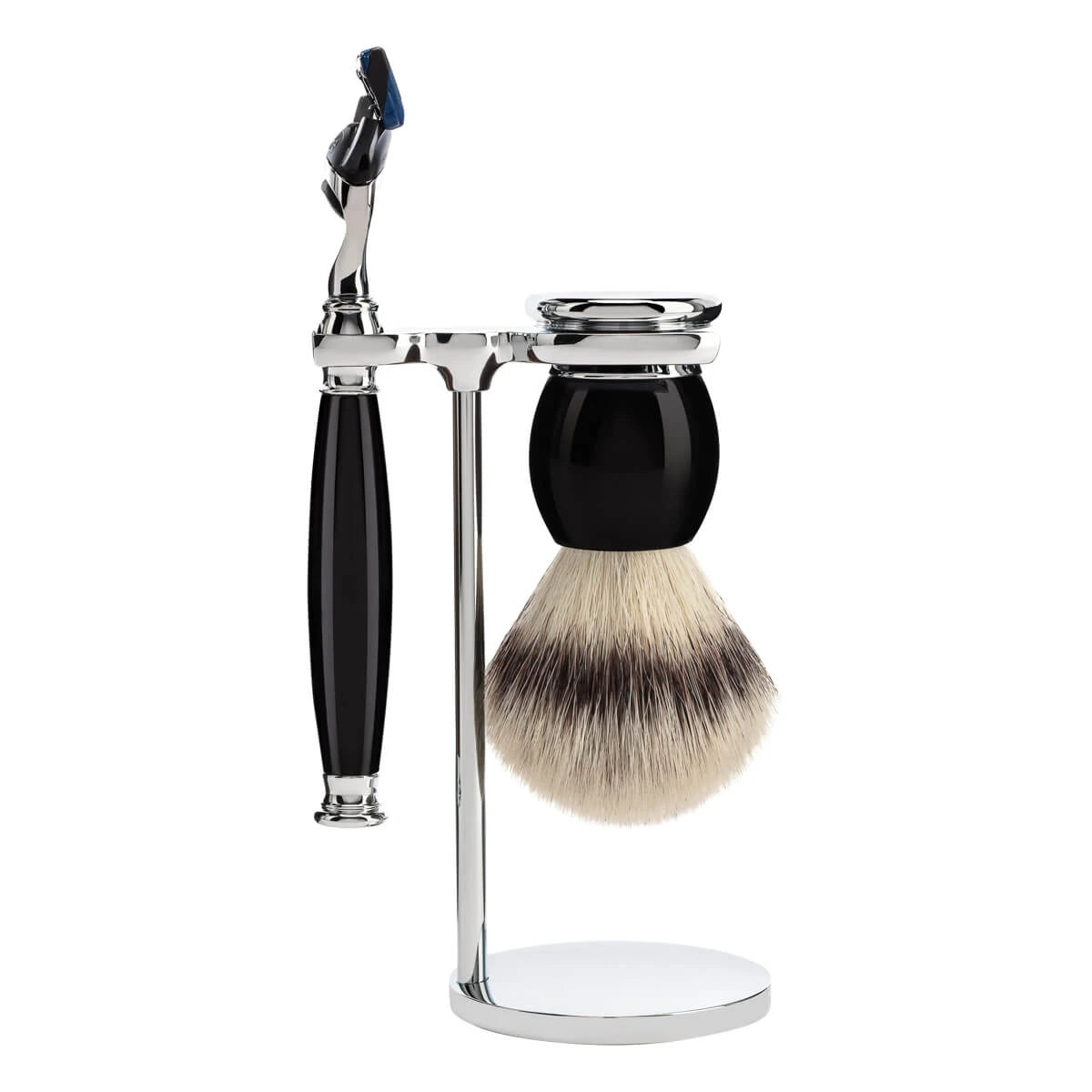 M? Hle Shaving Barbersæt Med Skraber Barberkost Og Holder Sophist Sort Kunstharpiks