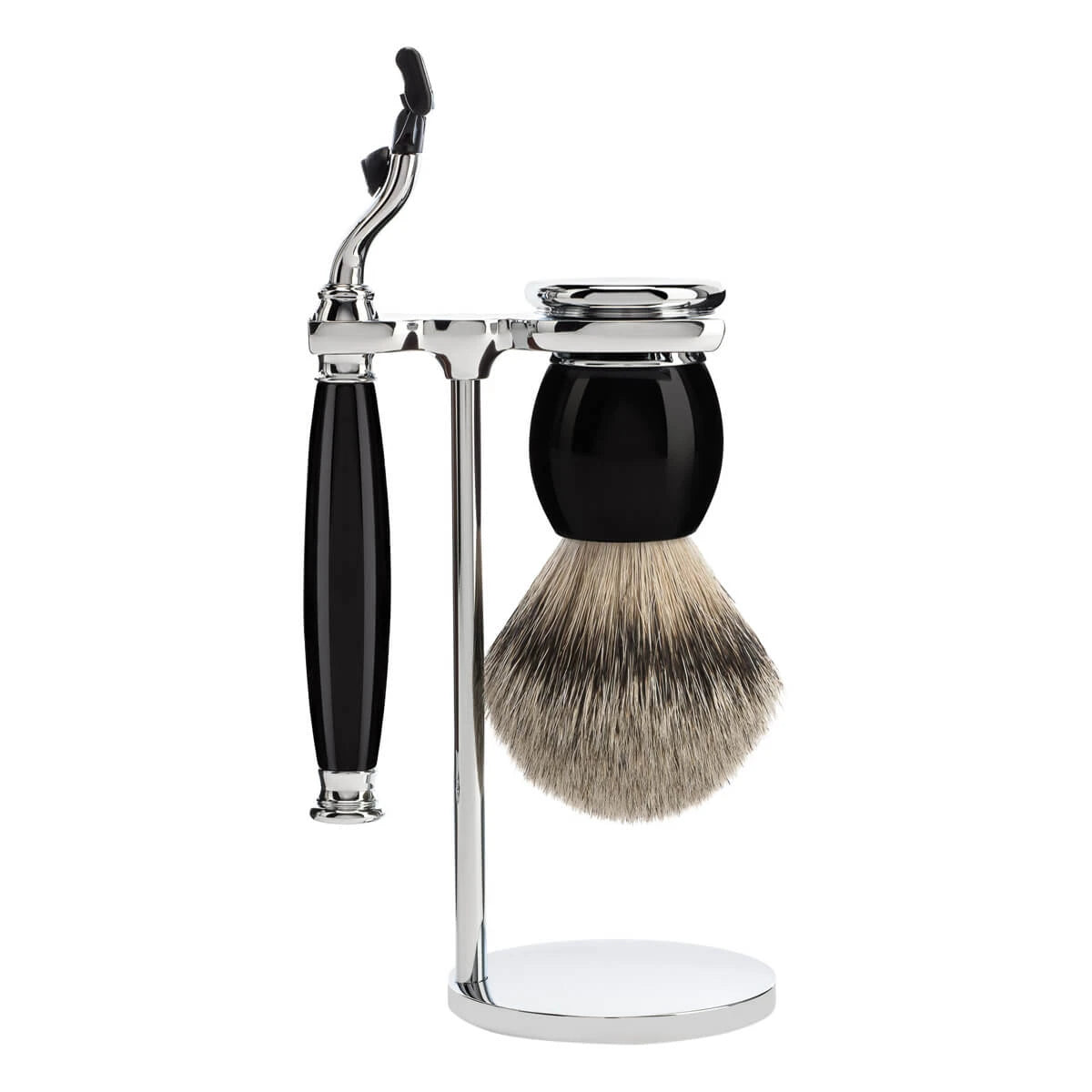 M? Hle Shaving Barbersæt Med Mach3 Skraber Barberkost Og Holder Sophist Sort Kunstharpiks