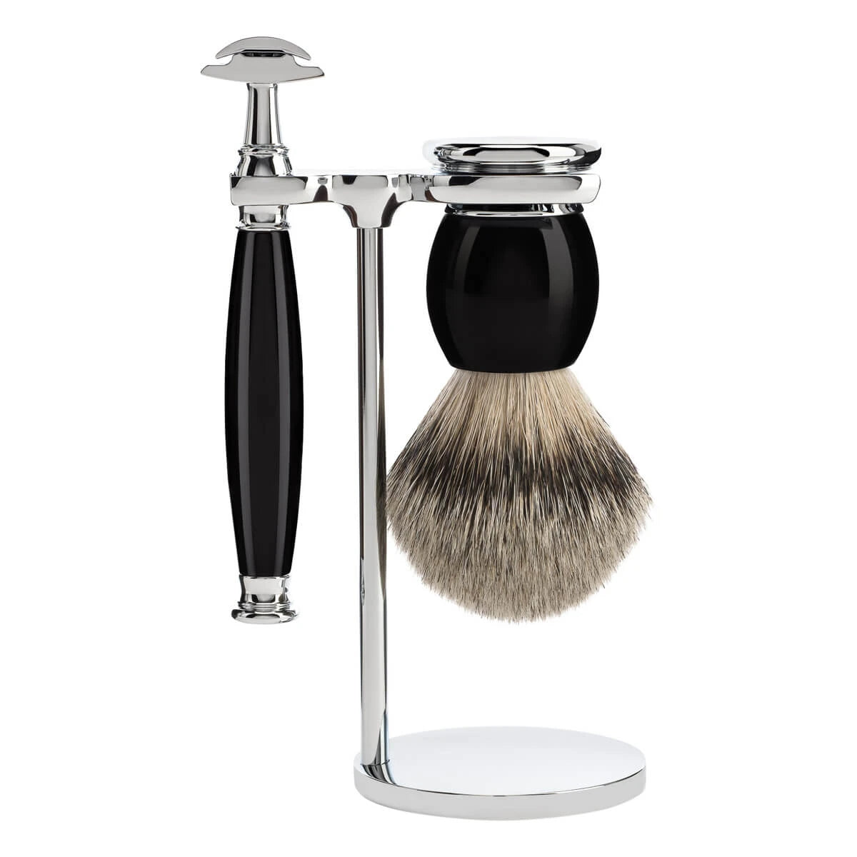 M? Hle Shaving Barbersæt Med De Skraber Barberkost Og Holder Sophist Sort Kunstharpiks