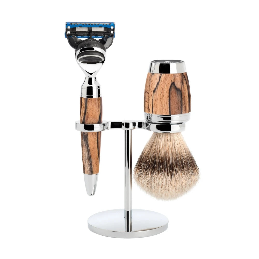 M? Hle Shaving Barbersæt Med Skraber Barberkost Og Holder Stylo Spalted Beech
