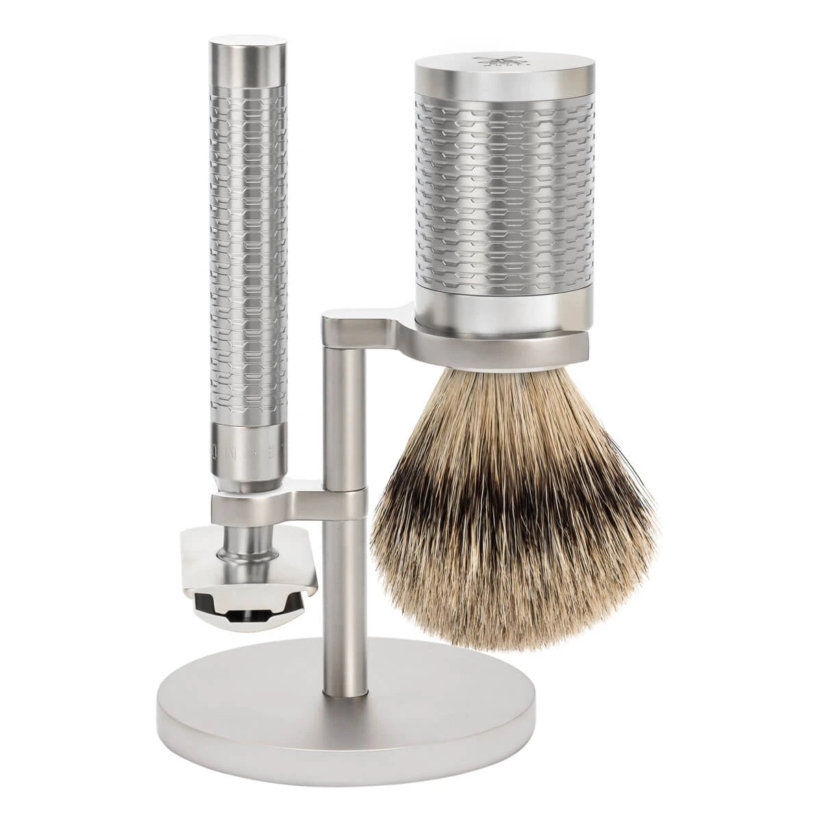 M? Hle Shaving Barbersæt Med De Skraber Barberkost Og Holder Rocca Rustfrit Stål Mat Finish