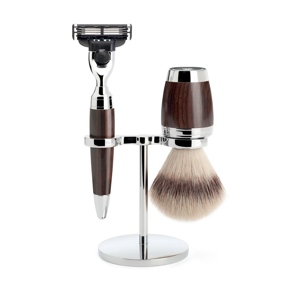 M? Hle Shaving Barbersæt Med Mach3 Skraber Fibre Barberkost Og Holder Stylo African Blackwood