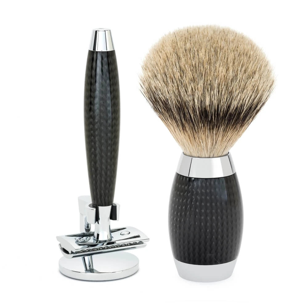 M? Hle Shaving Edition No 1 Barbersæt Med De Skraber Silvertip Badger Barberkost Og Holder Til Skraber Carbon