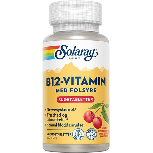 Solaray B12 Vitamin M Folsyre 90 Tab Sugetablet