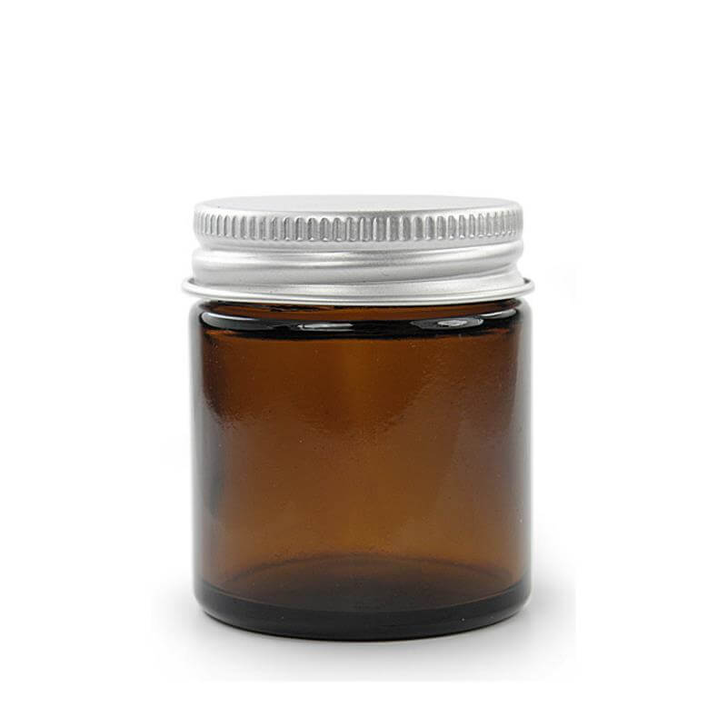 Glas Krukke 30 Ml Brun Med Aluminium Låg   Tæt Lukning  45 Mm Høj  38 Mm Diameter   Hedenhus   Velegnet Til Cremer