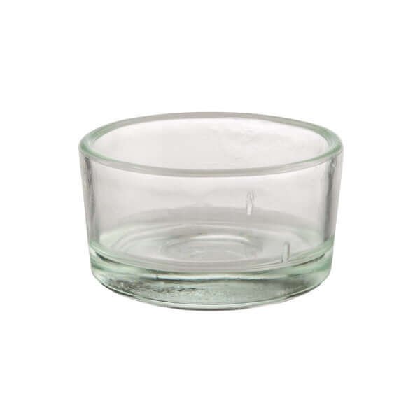 Glasskål Til Fyrfadslys   Glas  Diameter 4 5 Cm  Højde 2 6 Cm  Ca  32 G   Hedenhus   Kan Bruges Med Uden Aluminiumsskål