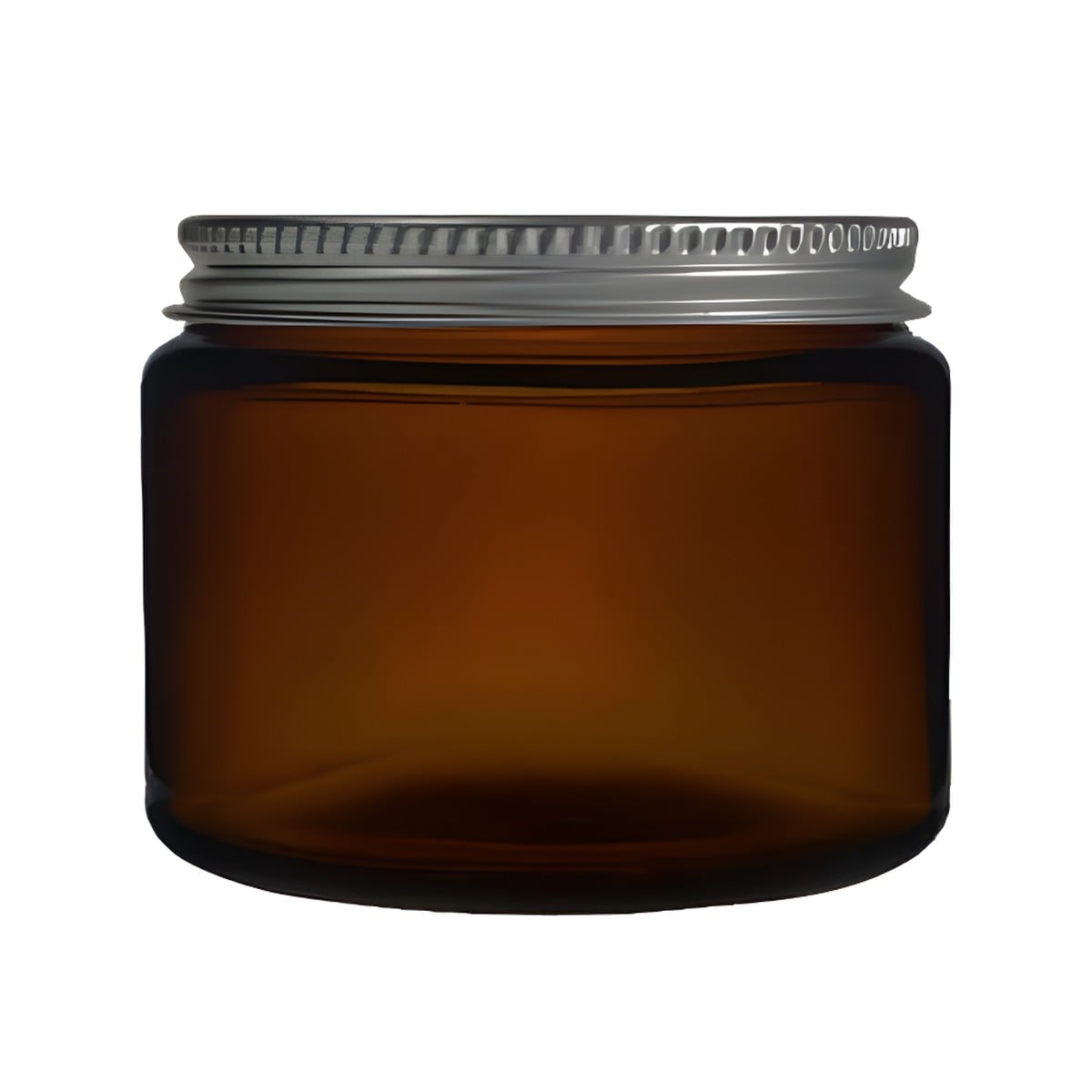 Glasbøtte 500 Ml Brun Med Aluminiumslåg  Skumpude I Låg  86 Mm Høj  110 Mm Diameter   Hedenhus   Til Cremer Og Salver