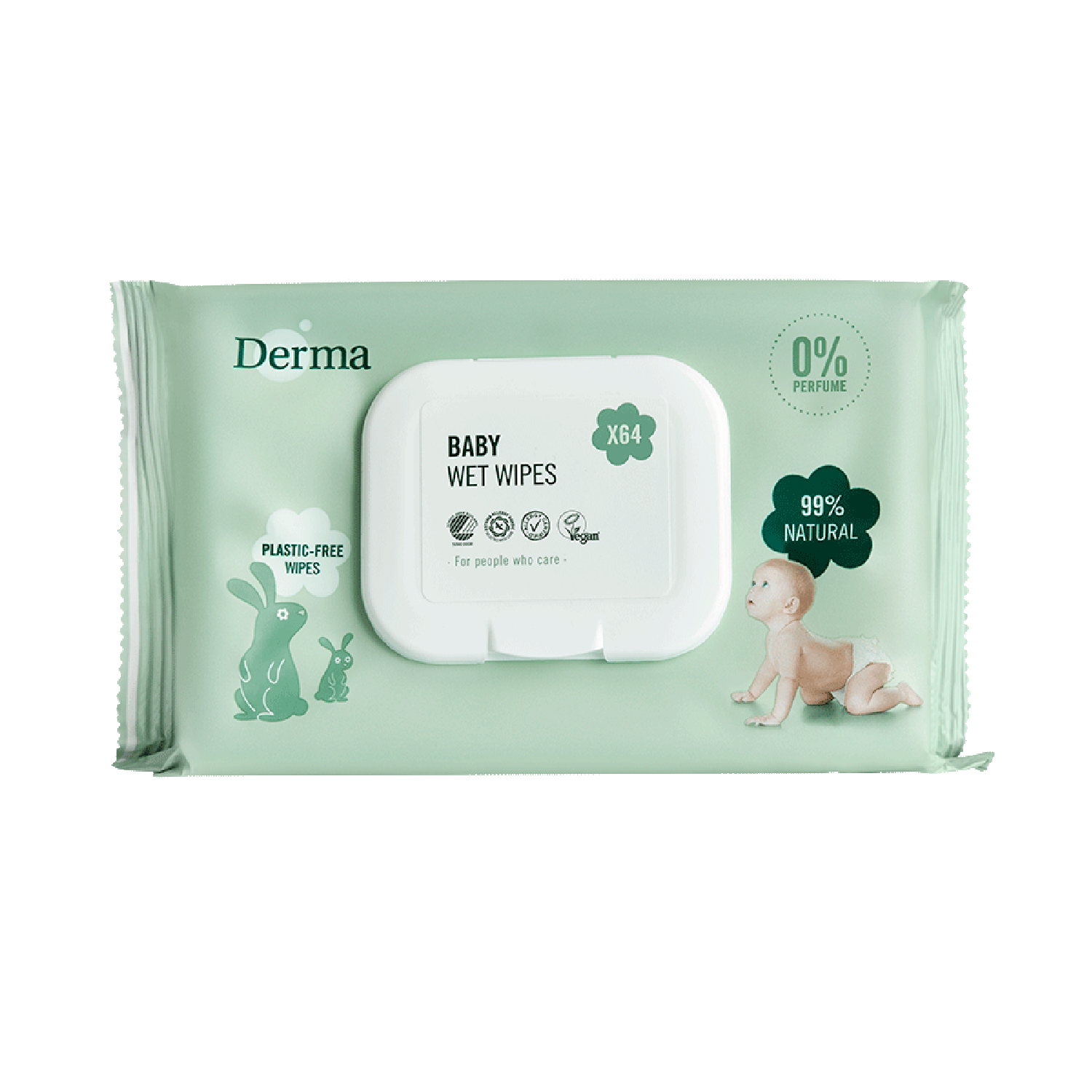 Derma Babyvådservietter  64 Stk
