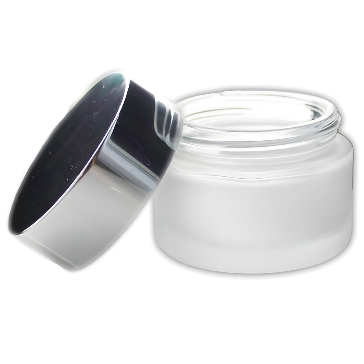 Glas Cremebøtte 50 Ml Mat Glas Med Sølvfarvet Låg Pp Plast 46 Mm Høj 60 Mm ø Hedenhus Genanvendelig Giftfri