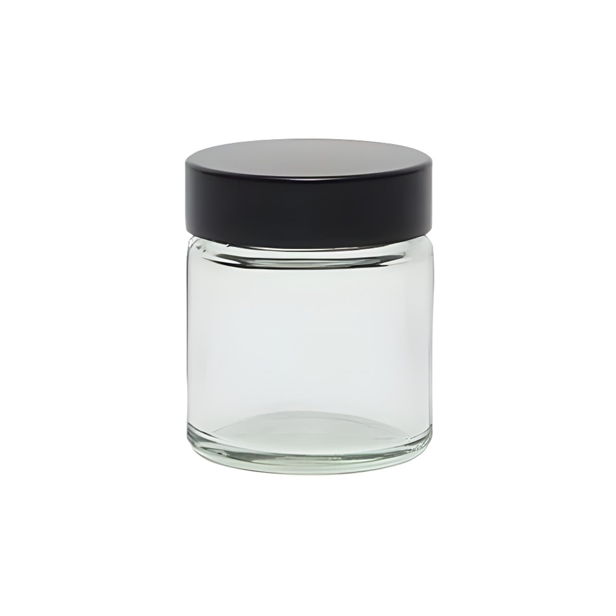 Glas Bøtte 30 Ml Klar Med Sort Skruelåg  Kartonpude  Tæt Lukning   Hedenhus   Perfekt Til Cremer Og Lotions  H 49 Mm  ø 40 Mm