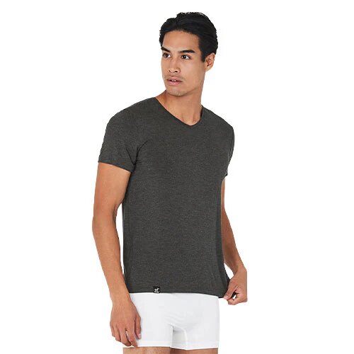 Men S V Neck T Shirt Dark Marl Str M