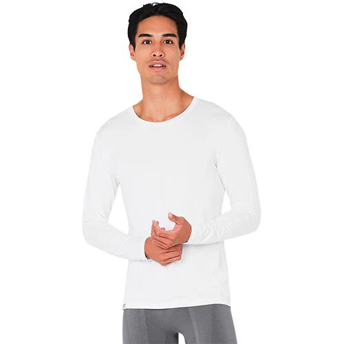 Men S Long Sleeve Crew Neck T Shirt Hvid Str L