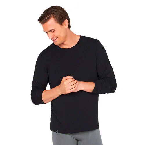 Men S Long Sleeve Crew Neck T Shirt Sort Str L