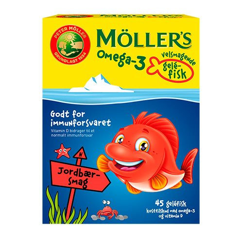 Orkla Møllers Omega 3 Fisk Jordbær 45 Gum
