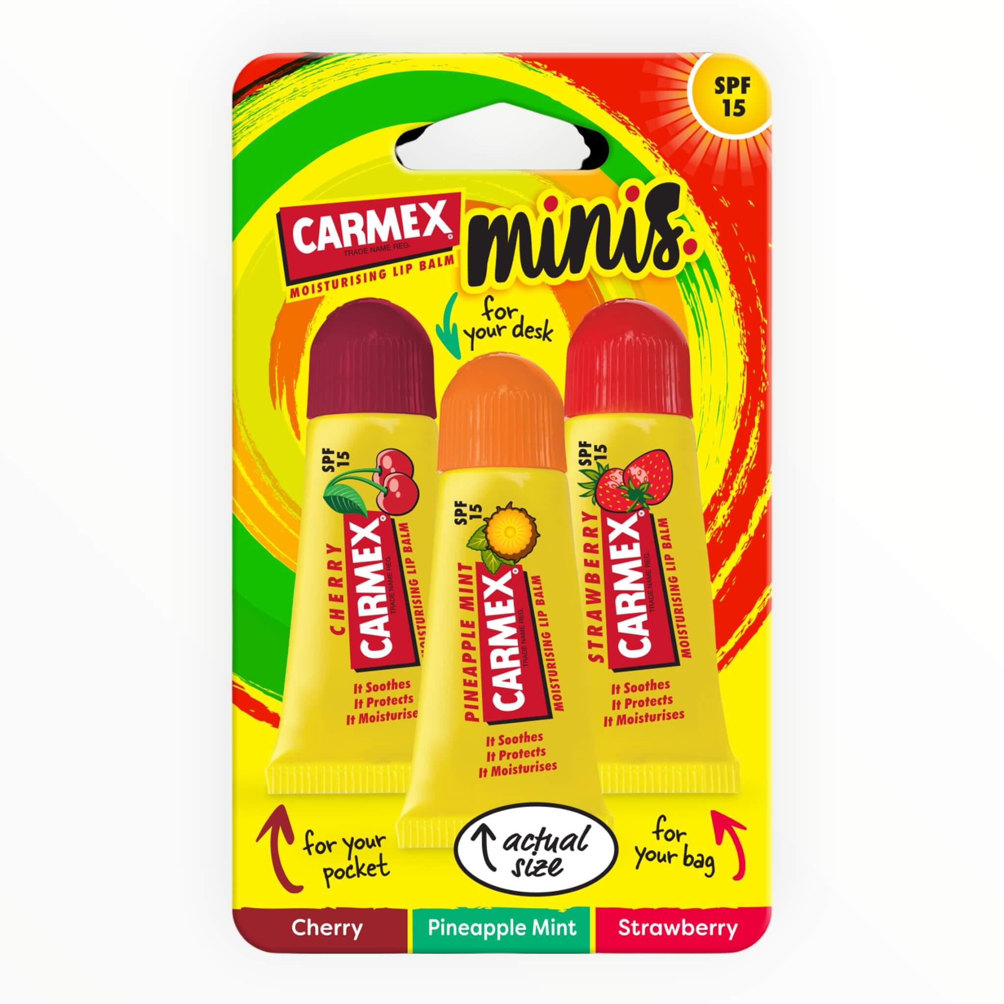Carmex Læbepomade Mini Tubes Spf 15 3 X 5 G