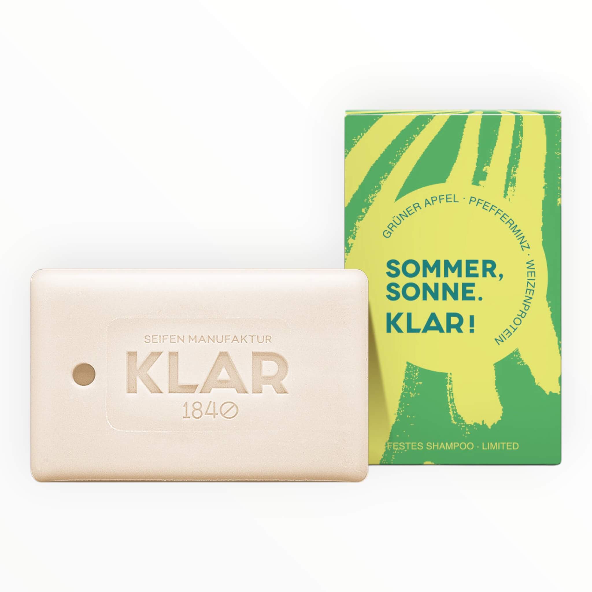 Klar Seifen Shampoo Bar  Grønt æble   Pebermynte   Limited Edition  100 G