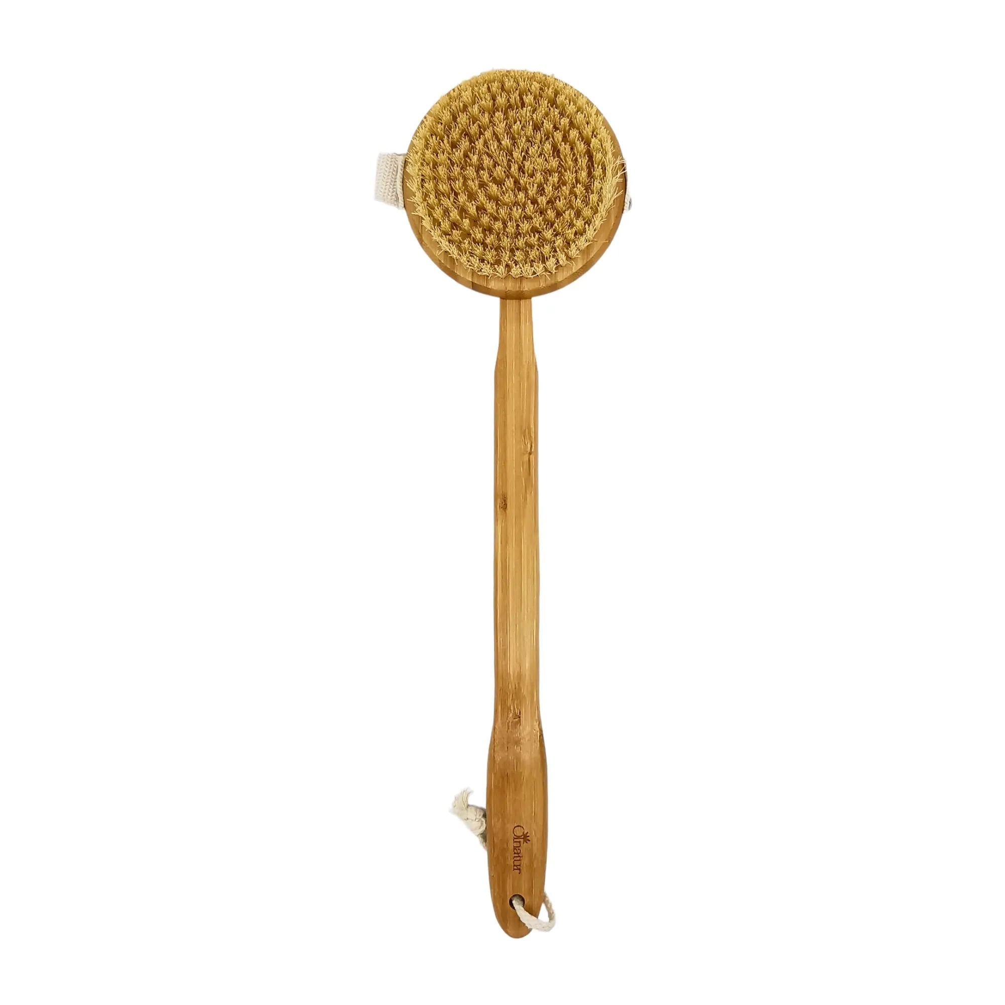 Badebørste Med Langt Håndtag  Bambus Og Kaktusfibre  45 Cm  Rundt Hoved 11 Cm   Hedenhus   Eksfolierende  Bæredygtig