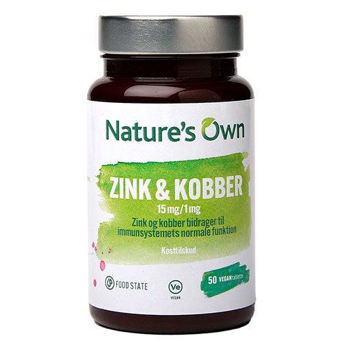 Natures Own Zink Og Kobber Food State 50tab 24g