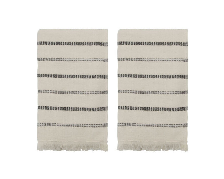 Meraki Håndklæde Råhvid Sorte Striber L: 100 Cm W: 50 Cm