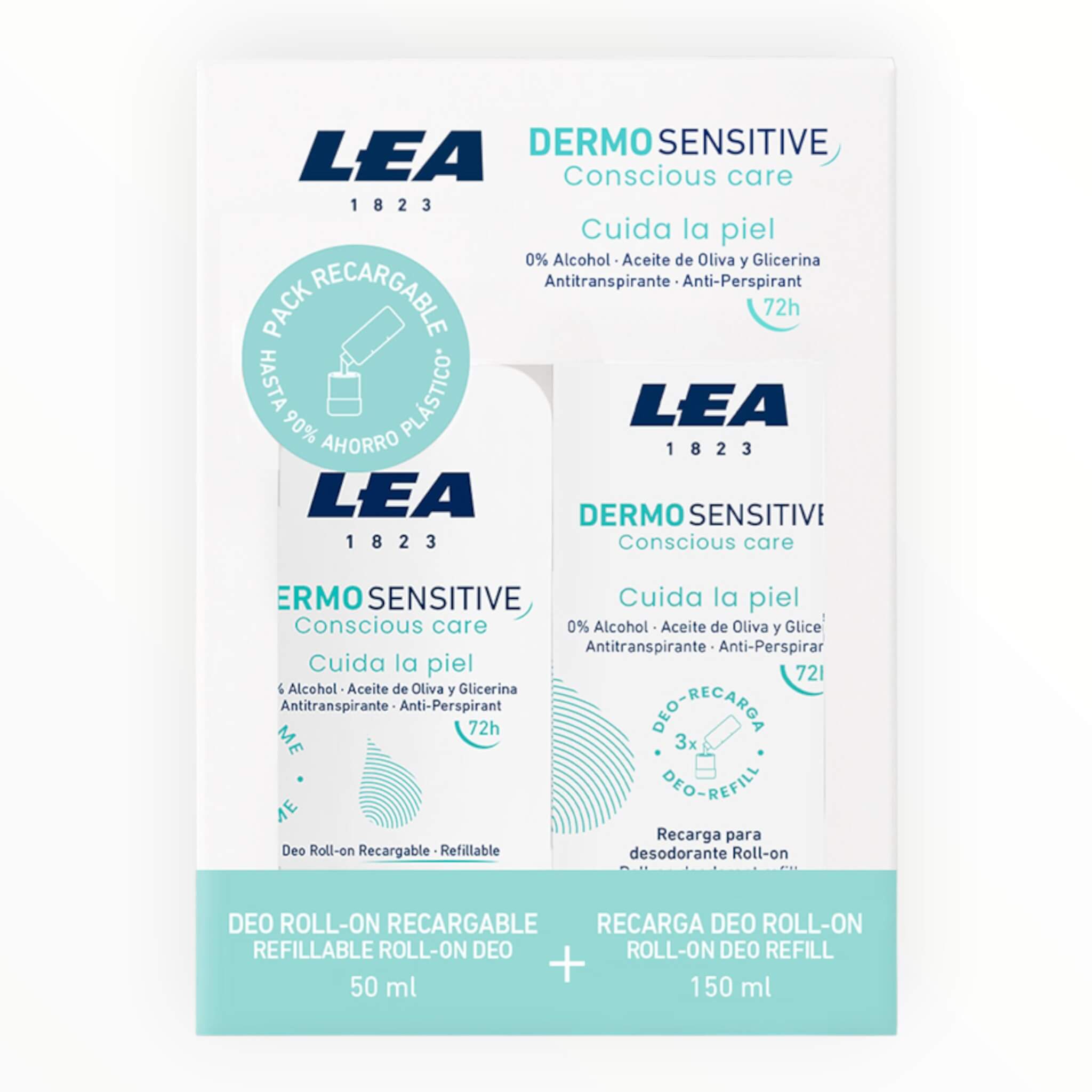 Lea Classic Gaveæske Med Genopfyldelig Roll On Deodorant   Refill  Dermo Sensitive