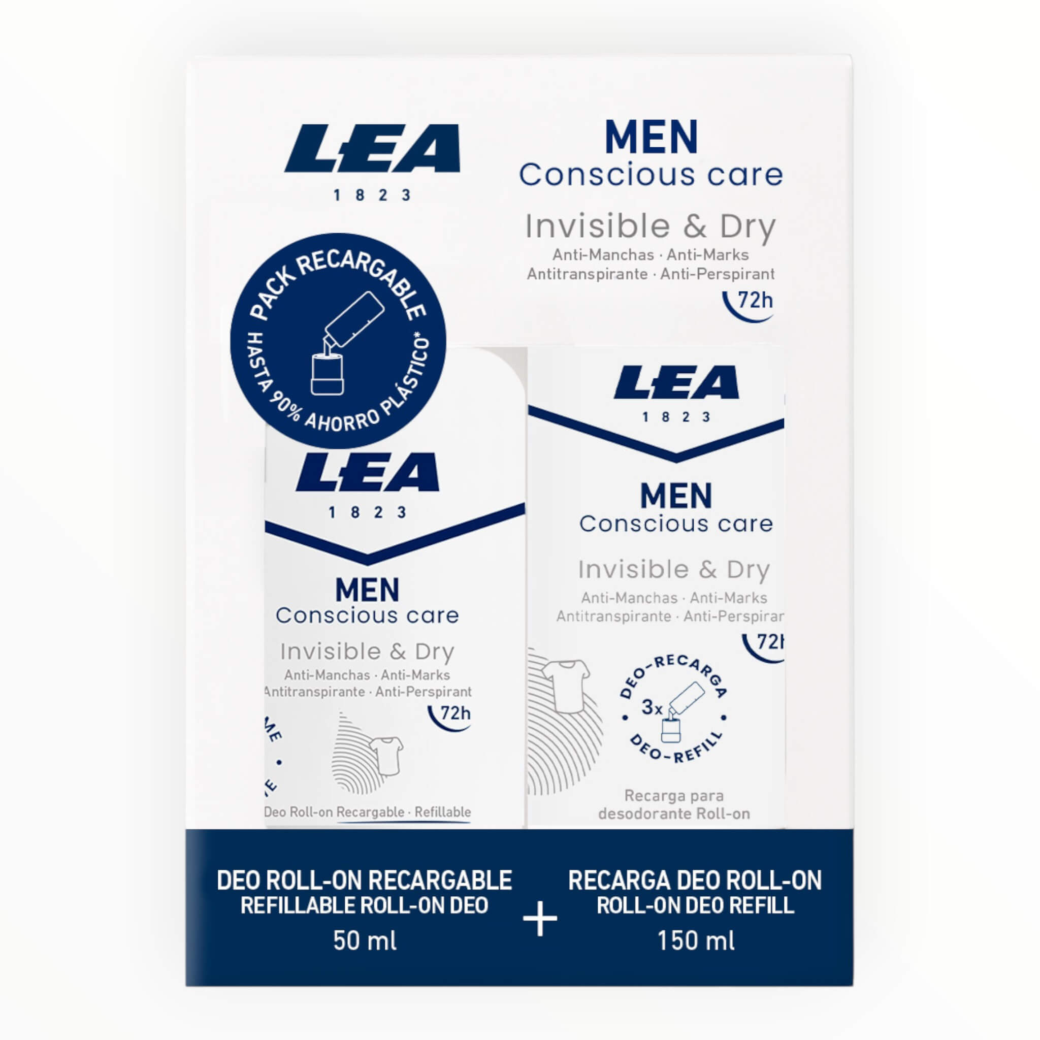 Lea Classic Gaveæske Med Genopfyldelig Roll On Deodorant   Refill  Invisible   Dry  Men