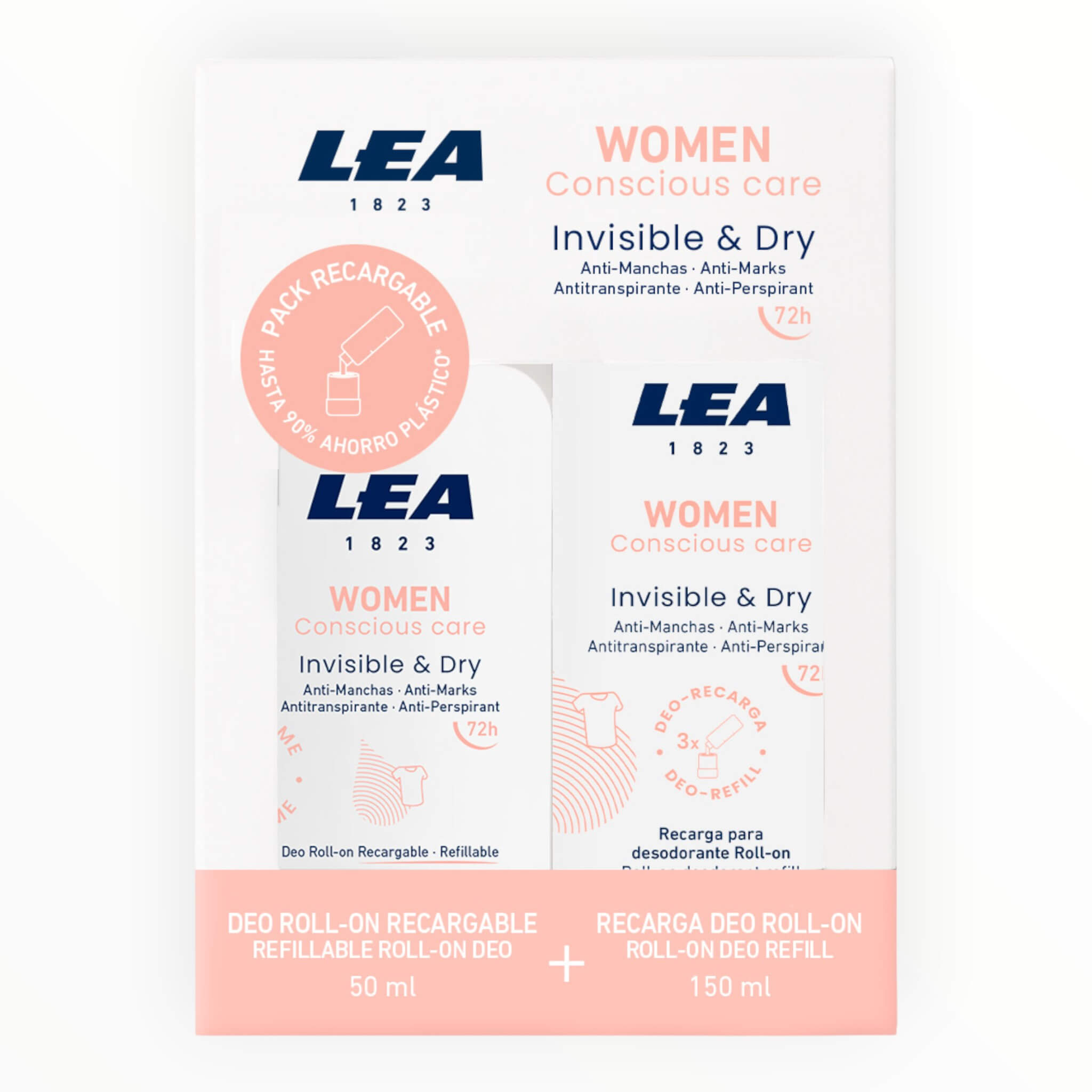 Lea Classic Gaveæske Med Genopfyldelig Roll On Deodorant   Refill  Invisible   Dry  Women