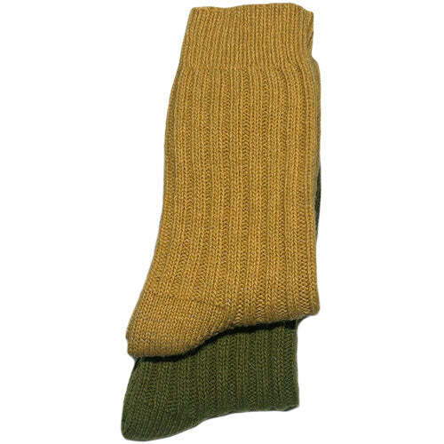 Tykke Merinostrømper Mustard Green Str  43 46