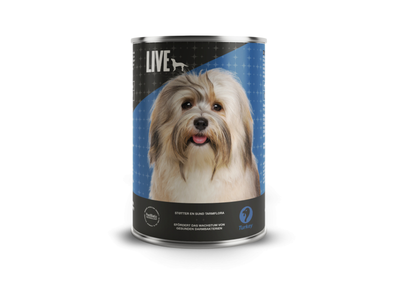 Live Dog Vådfoder Med Kalkun   395 Gram