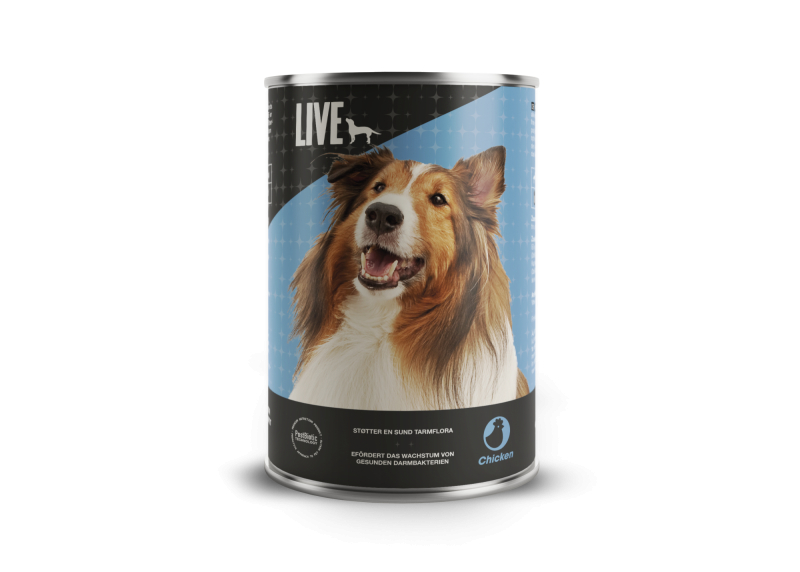 Live Dog Vådfoder Med Kylling   395 Gram
