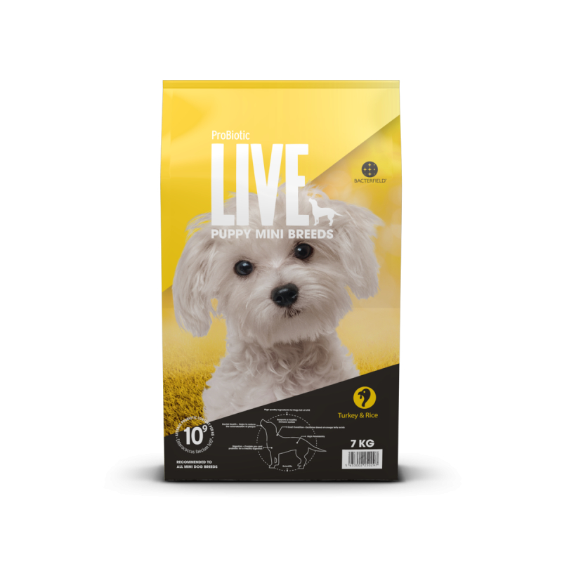 7 Kg  Probiotic Live Puppy Mini Breeds   Hvalpefoder Med Kalkun Til Små Hunderacer