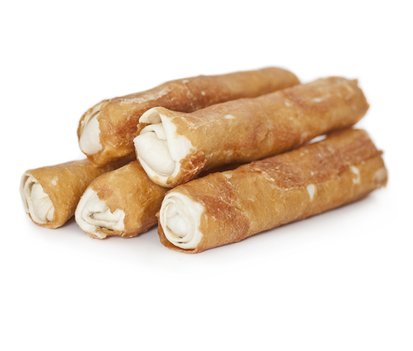 4 Stk Chicken Rolls 18 Cm   Oksehud Tyggeben Til Hunde