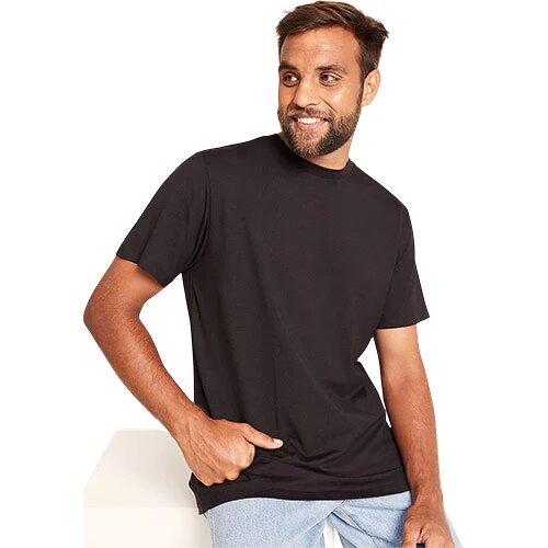 Men S Classic Crew Neck T Shirt Sort Str  L