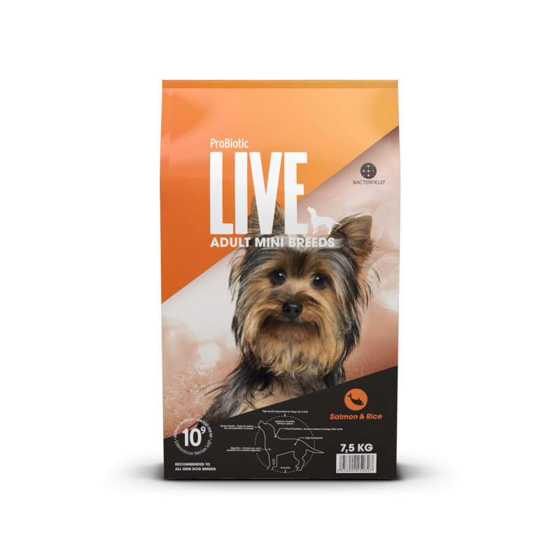 7 5 Kg  Probiotic Live Adult Mini Breeds   Voksenfoder Laks Til Små Hunderacer